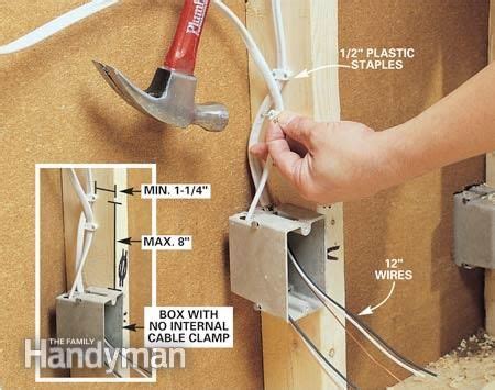 how far above electrical box staple needs in residetial wirring|rough in electrical box sizes.